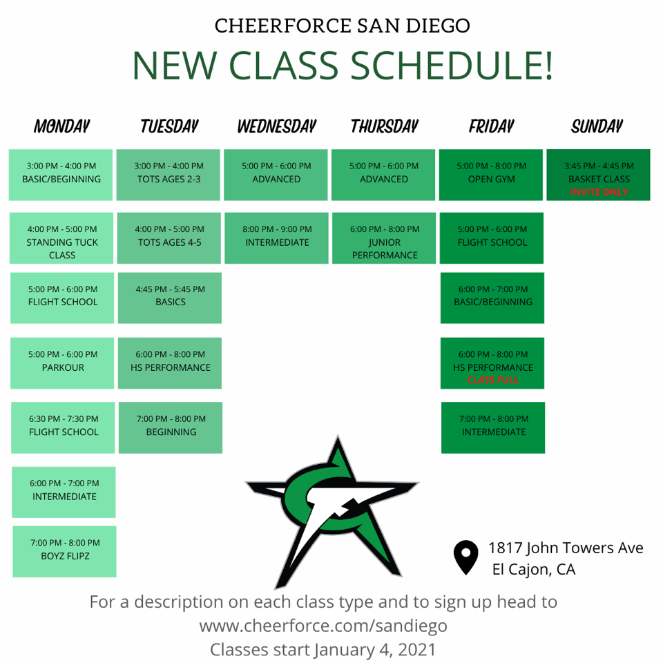 Tumbling Classes CheerForce San Diego