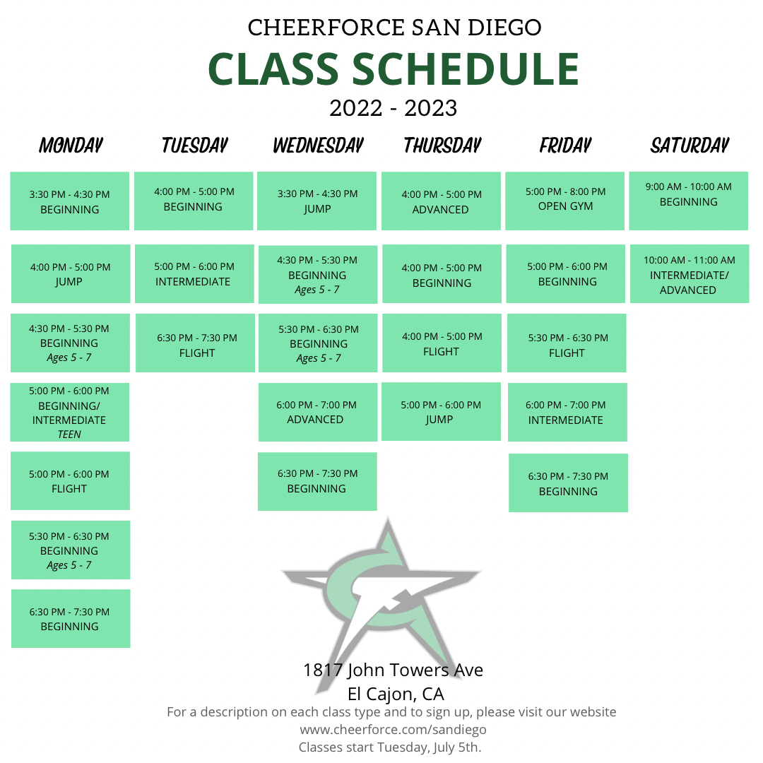 Tumbling Classes CheerForce San Diego